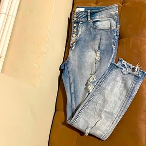 Light blue five pocket jeans